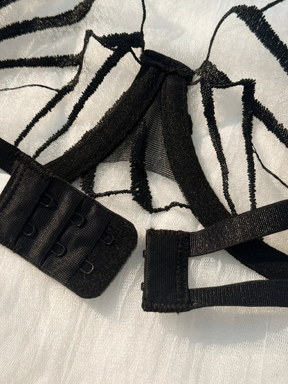 2 piece women's black scallop chest cup