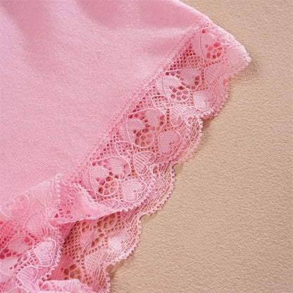 2Pcs Cotton Lace Floral Boyshorts Underwear for Women Sexy Letter Belt