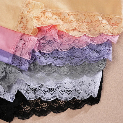 2Pcs Cotton Lace Floral Boyshorts Underwear for Women Sexy Letter Belt
