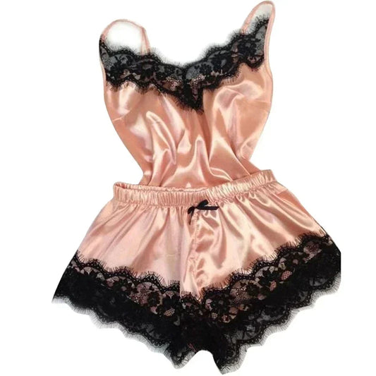 Summer Lace Silk Pajama Set